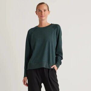 Quince | Flowknit Pullover Crew in Heather Green, Women's Large